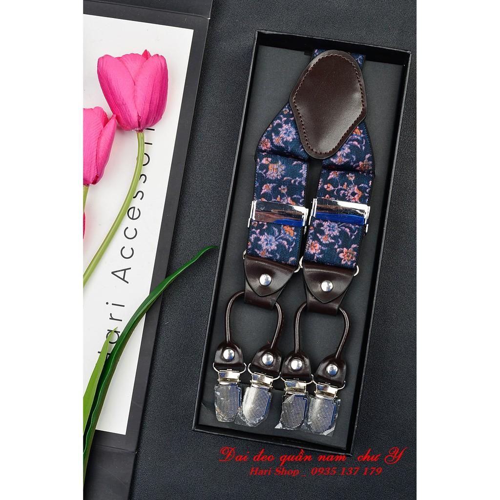 Đai Đeo Quần Nam Chữ Y Cao Cấp 6 Clip 3.5Cm Thun 4 Chiều