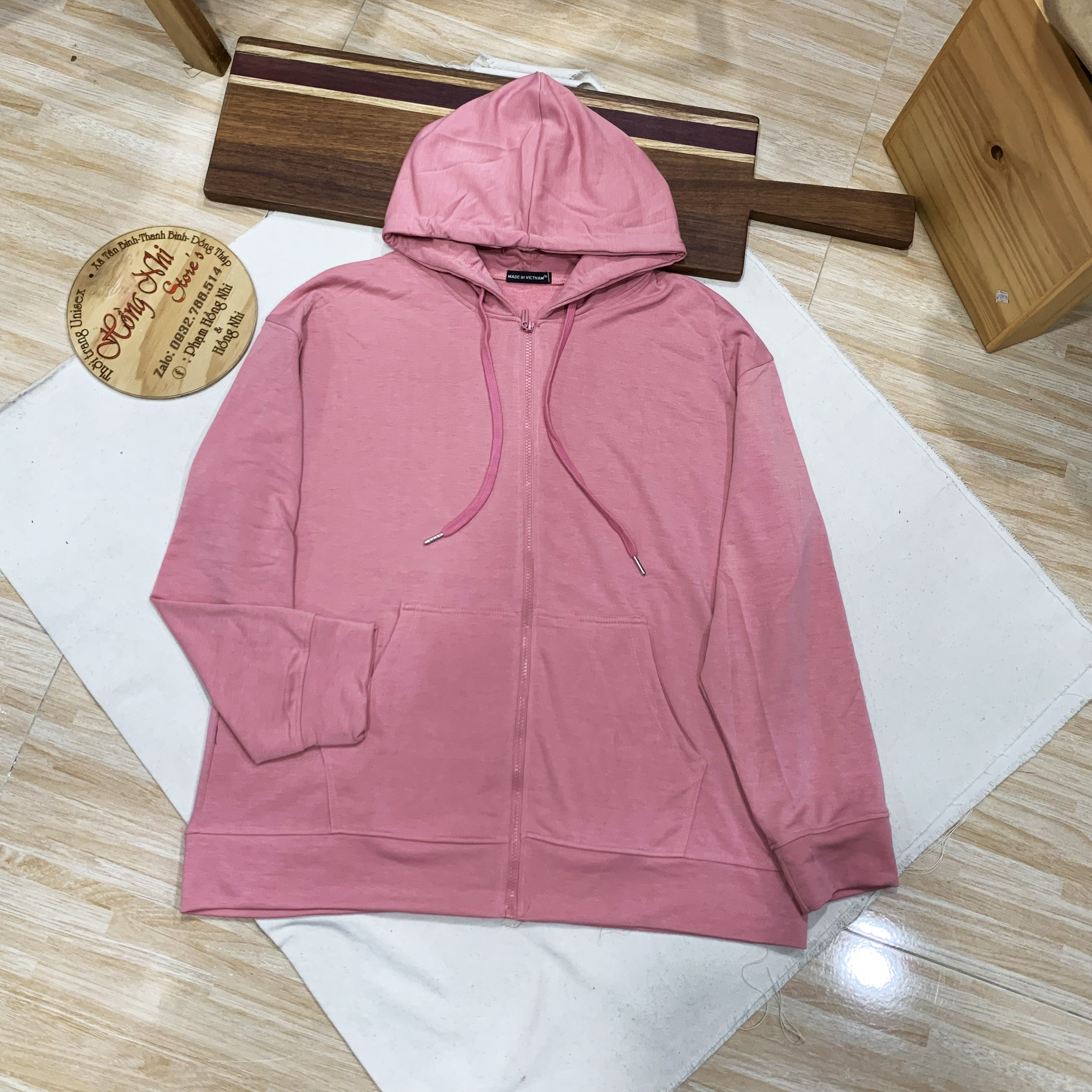 Áo Khoác Hoodie Zip Trơn Oversize Ulzzang Unisex Hoodie Dây Kéo Màu Hồng Ruốc Dáng Rộng - MM
