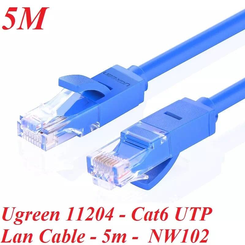 Ugreen UG11204NW102TK 5M Màu xanh Cáp mạng LAN CAT6 UPT - HÀNG CHÍNH HÃNG