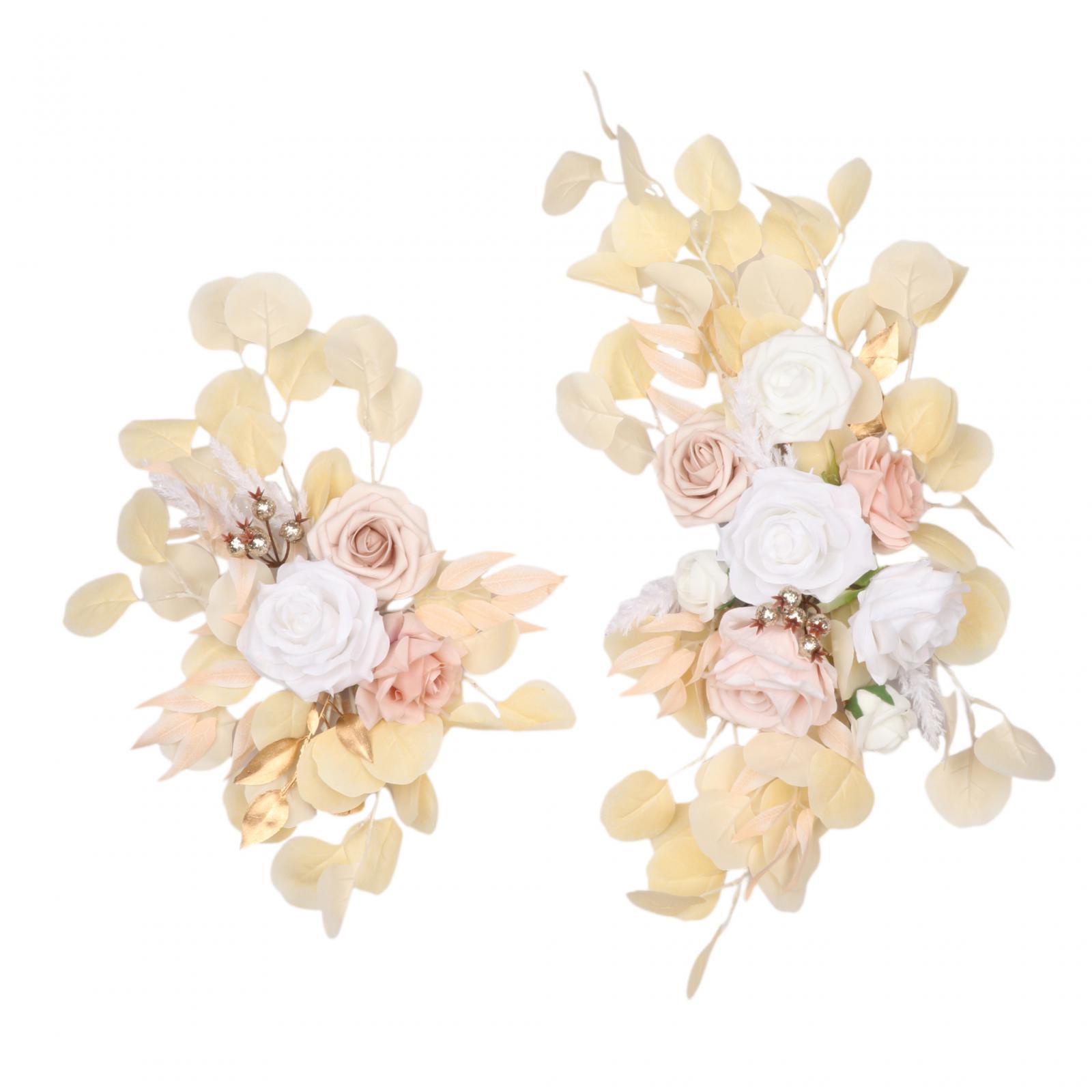 2Pcs Wedding Arch Flower Swag Handmade Hanging for Wedding Ceremony Backdrop