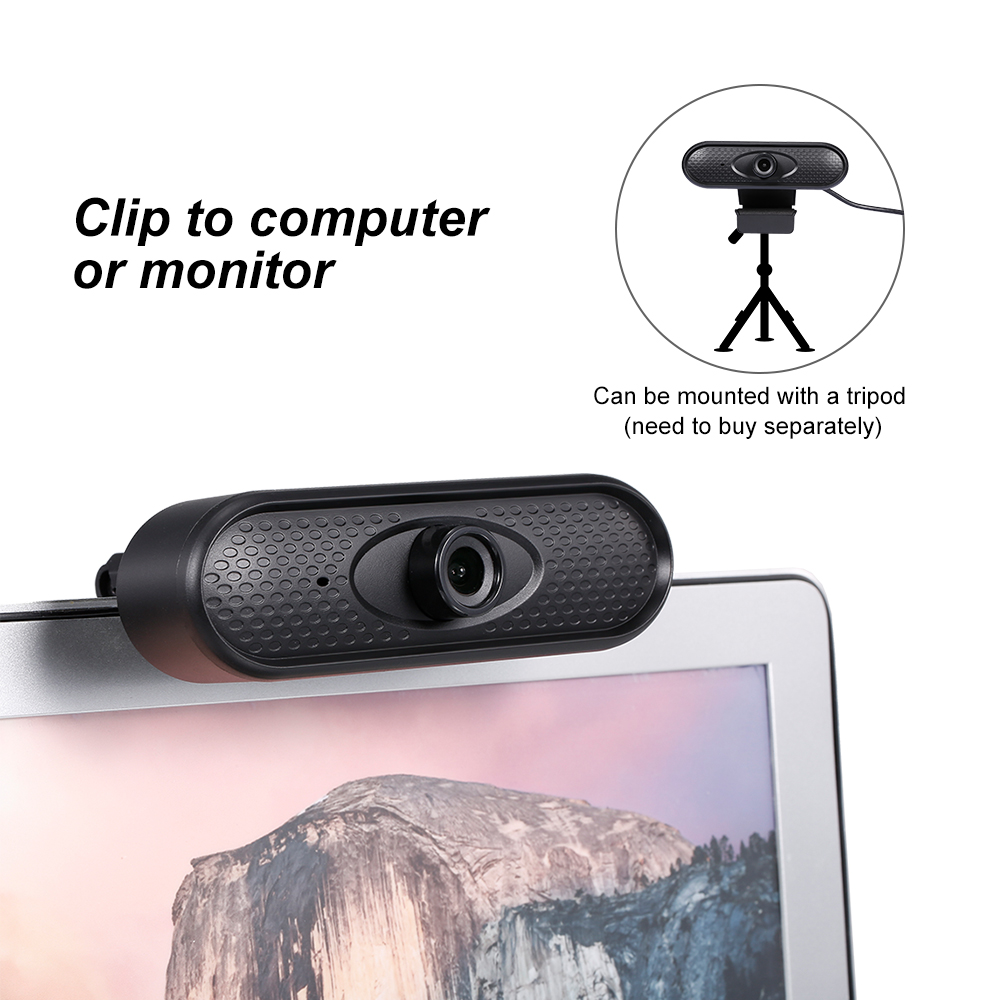 Máy Ảnh Web Không Ổ Đĩa HD 1080p Tiêu Điểm USB Với Camera Tích Hợp Micrô Cho PC Máy Tính Xách Tay, Màu Đen