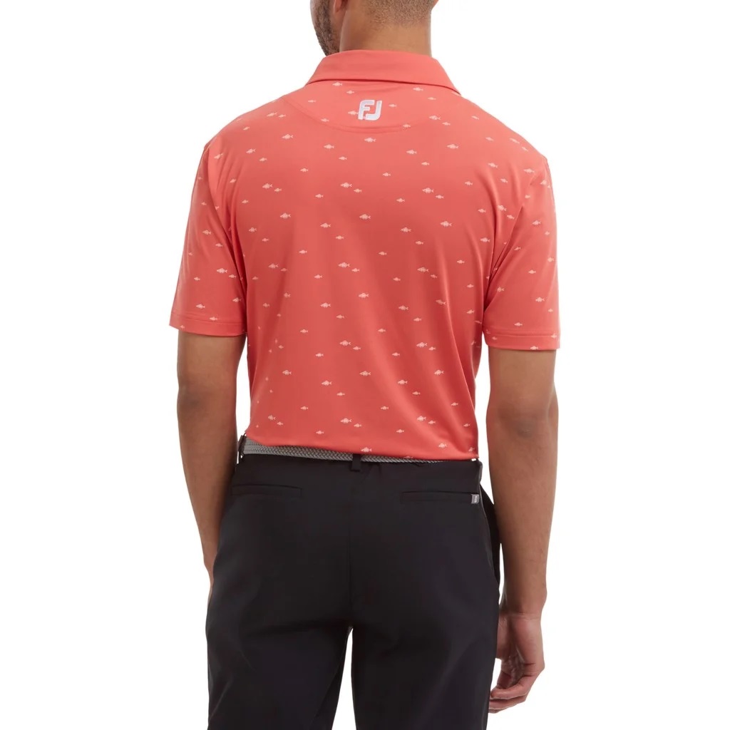 Polo Golf Nam Footjoy FJ School of Fish Print Lisle, Self Collar - 87095 - Sản phẩm được thiết kế với màu sắc nổi bật, tạo ấn tượng cho người sử dụng