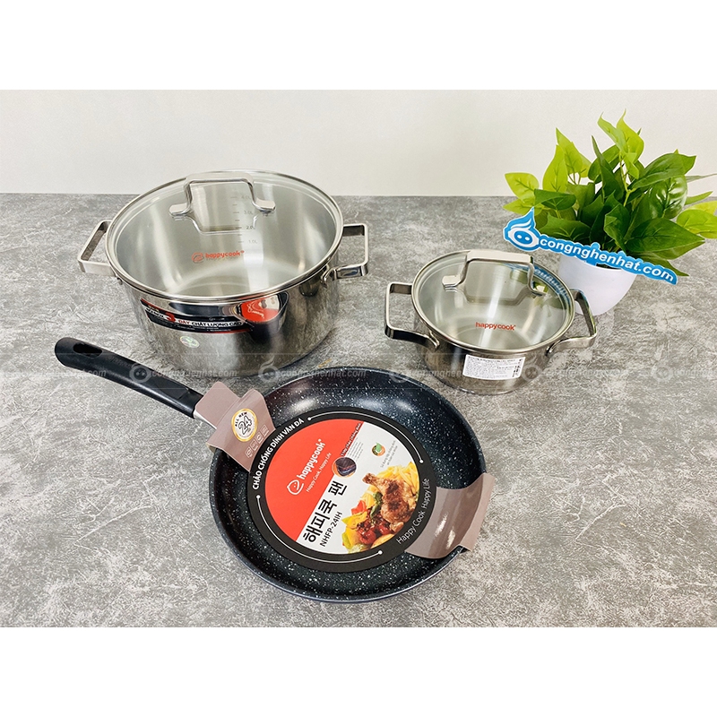 BỘ NỒI CHẢO ĐÁY TỪ HAPPYCOOK PLATINUM HC05-CBPT - Hàng chính hãng