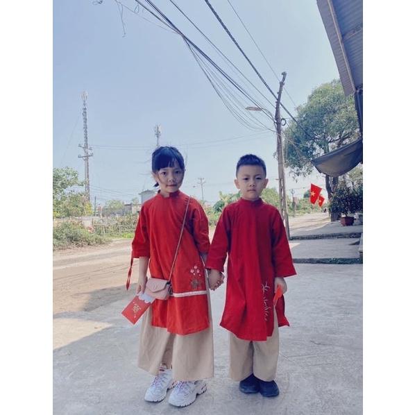 P'ti chou - Áo dài linen thêu Trúc dành cho bé
