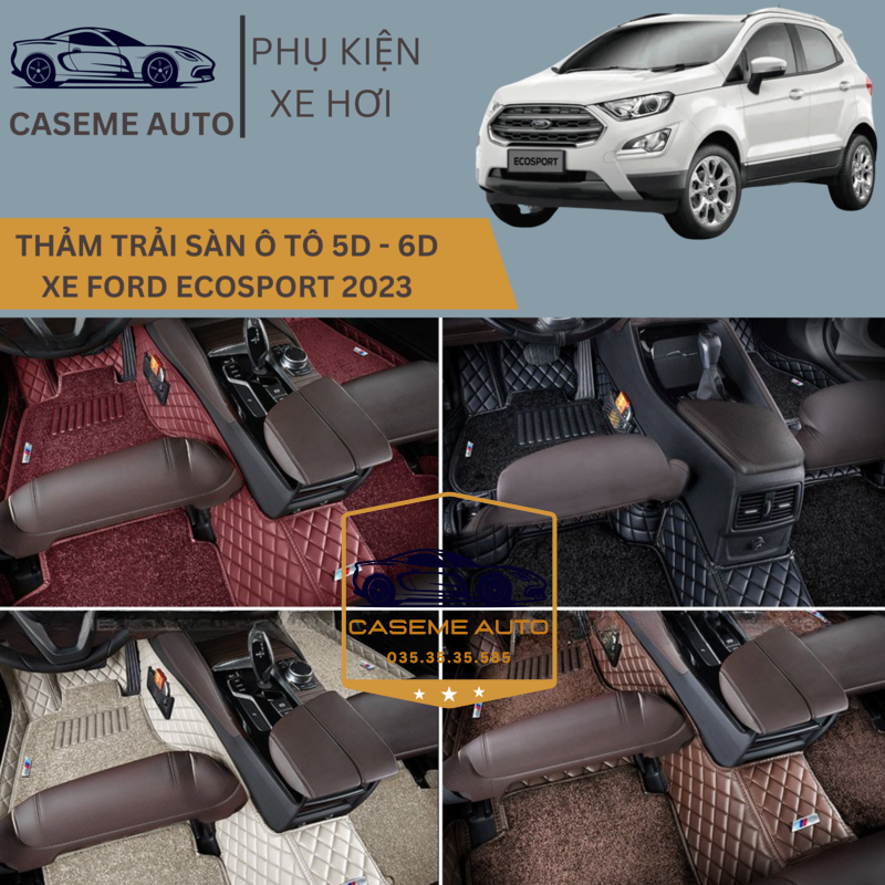 [FORD ECOSPORT] Thảm Trải Sàn, Lót Sàn Ô Tô 5D 6D Thiết Kế Theo Xe FORD ECOSPORT 2023 Chống Nước, Không Mùi - MẪU Ô VUÔNG - Hàng Chính Hãng
