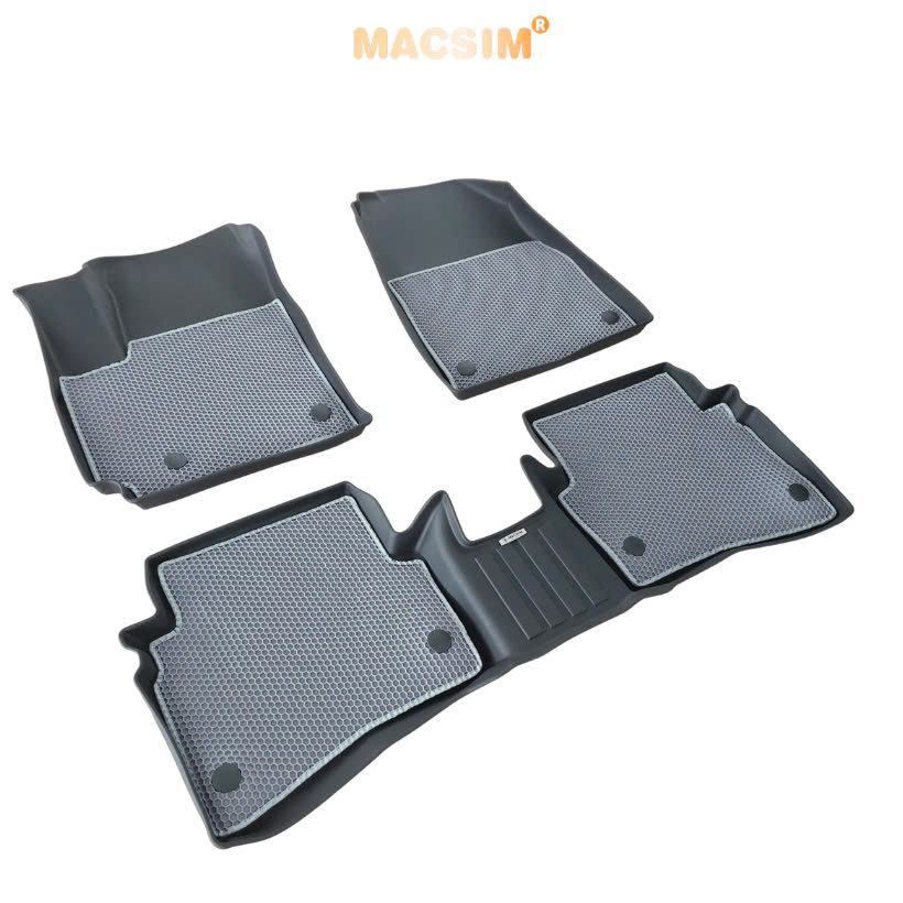 Thảm sd3 dạng lưới lục giác 2 lớp Kia Sonet 2022+ (màu ghi) bề mặt cao su siêu sạch nhãn hiệu Macsim