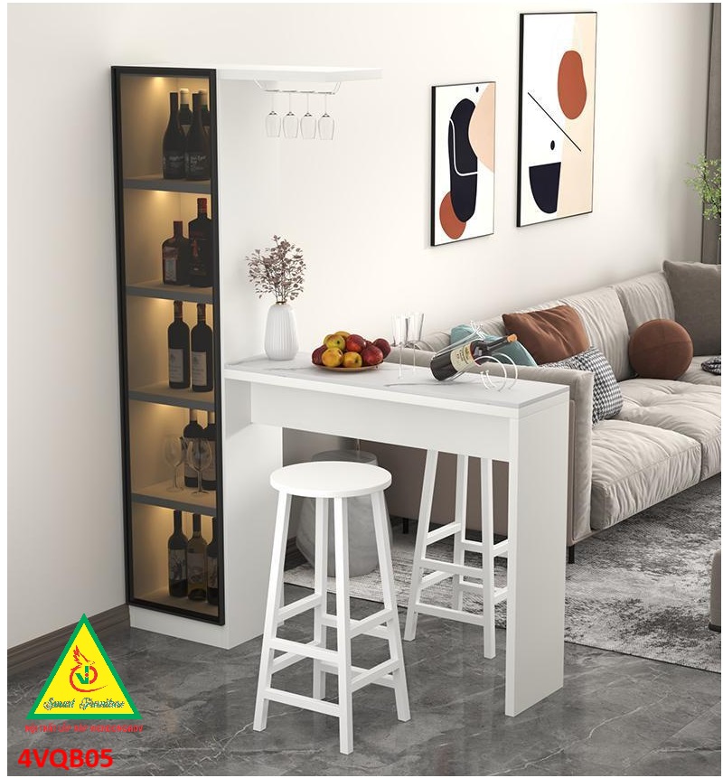 Quầy bar mini, quầy bar kiêm vách ngăn phòng khách nhà bếp 4VQB05 ( Không kèm ghế )- NỘI THẤT LẮP RÁP VIENDONGADV