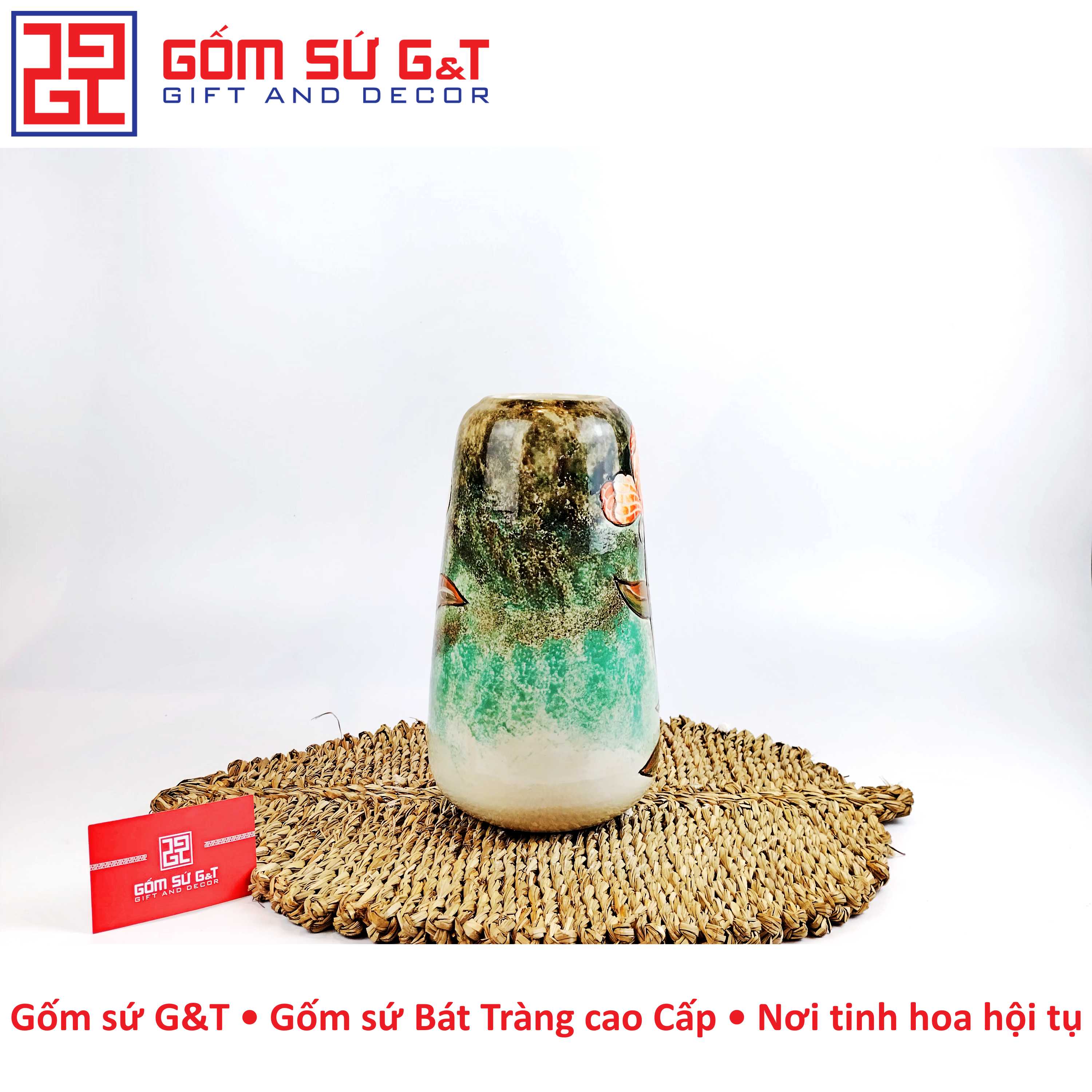 Lọ hoa dáng đu đủ tam sen Gốm Sứ G&T