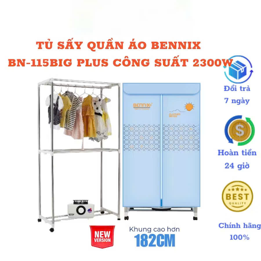Tủ Sấy Quần Áo cỡ lớn Bennix BN-115Big Plus Công Suất 2300W Bảo Hành 18 Tháng Hàng Chính Hãng