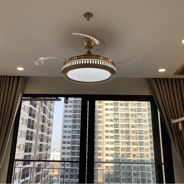 Đèn quạt trần COPAS kiểu dáng Bắc Âu hiện đại cánh cụp cánh xòe,quạt đèn cánh xếp, điều khiển từ xa .