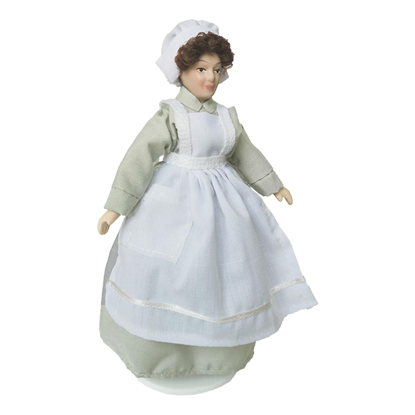 2pcs 1:12 Dollhouse Miniature Porcelain Doll Model, Women And Boss