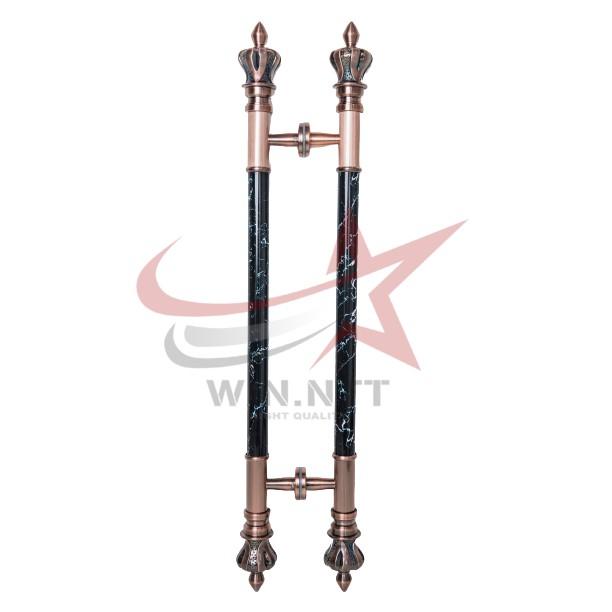 Tay Nắm Cửa Kính Cường Lực, Cửa Nhôm - Tay Đồng Đỏ Đầu Mũ Thân Đá