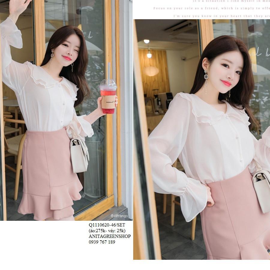 Q1110620 SET ÁO PHỐI CHÂN VÁY LƯNG THUN