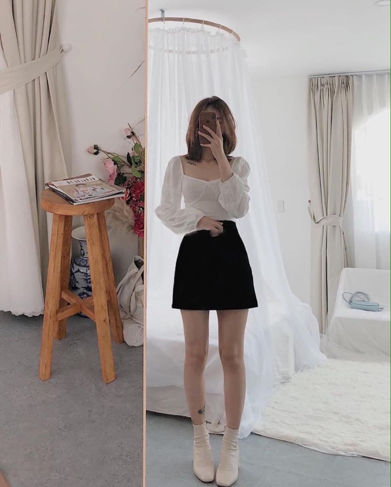 chân váy chữ A trơn xinh xắn có quần  trong thời trang cho nữ