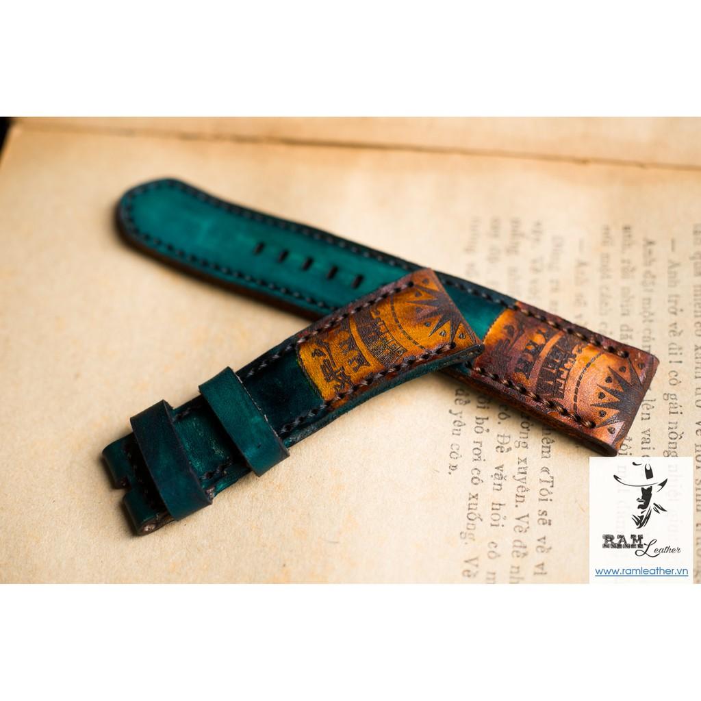 DÂY APPLE WATCH TRỐNG ĐỒNG DA BÒ Ý XANH LỤC - RAM TRỐNG ĐỒNG AQUA GREEN - ĐỦ SIZE