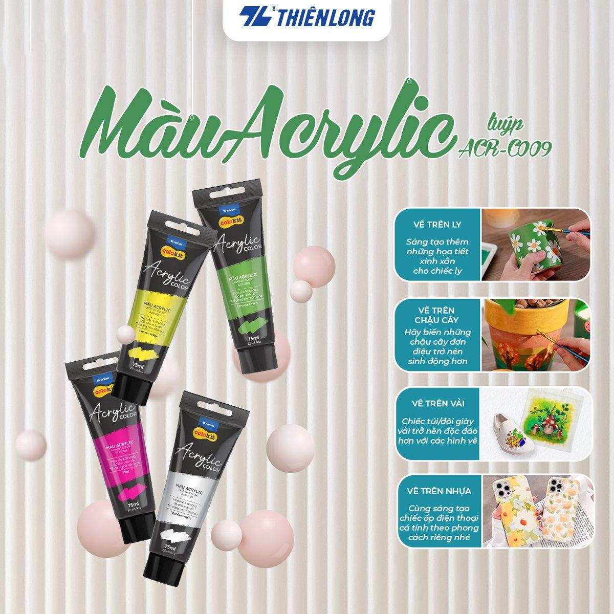 Màu nước Acrylic dạng tuýp 75ml Thiên Long Colokit ACR-C009