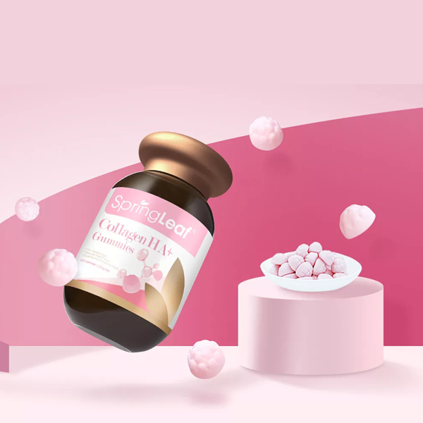Hỗ trợ da tóc móng Viên nhai Spring Leaf Collagen HA plus Gummies 60 viên