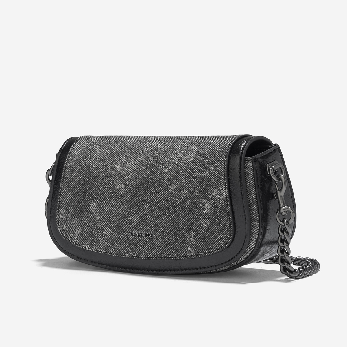 Vascara Túi Đeo Vai Nắp Gập Phối Vân Denim - SHO 0265