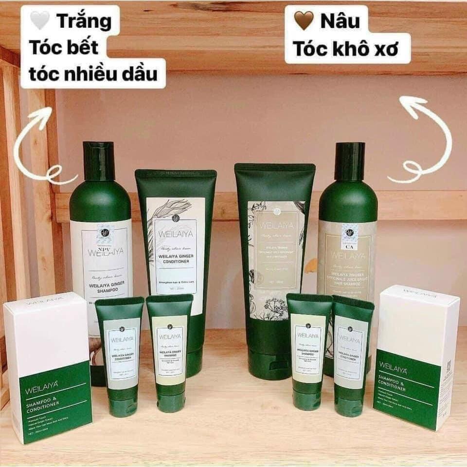 HÀNG NHẬP KHẨU - Cặp dầu gội xả tóc thảo dược Weilaiya Gừng+Hà Thủ Ô giúp dưỡng đen và kích thích mọc tóc ngăn rụng tóc