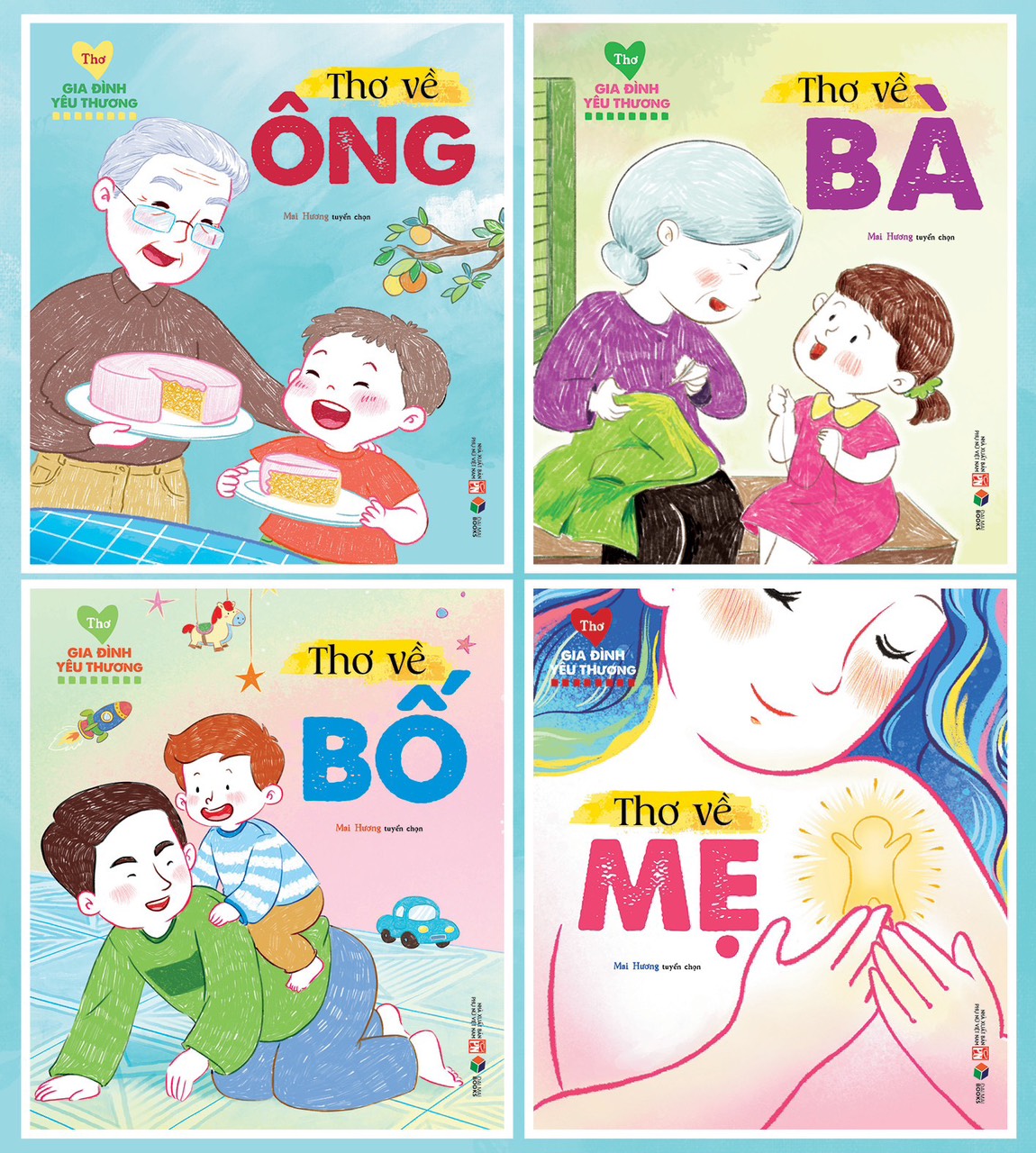 Combo Thơ gia đình yêu thương : Ông bà bố mẹ ( Đại Mai ) + Tặng tẩy chì mặt cười xinh xắn