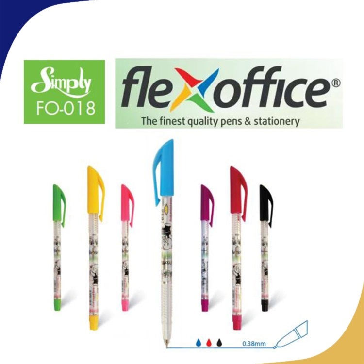 Bút bi bút đi nét  cỡ ngòi siêu nhỏ 0.38mm Flexoffice FO-018 mực xanh - 1 cây