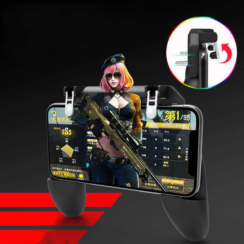 Tay Cầm Game Nút Chơi Game W10 Có Nút Bắn Cho Điện Thoại Pubg, Ros, Free Fire Controller