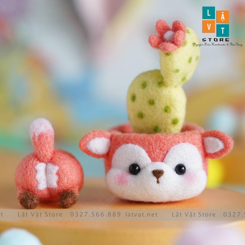 Bộ len chọc Chậu Cây Thú Cưng 6 bé, có hướng dẫn, quà tặng handmade ý nghĩa - Needle felting Pet