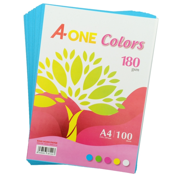 Giấy Màu Bìa Thái A-One A4 180gsm - Mẫu 2 - Xanh Da Trời