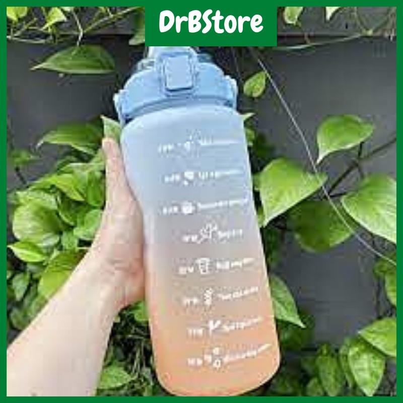 Bình đựng nước 2l dễ thương cute có vạch báo giờ uống nước dành cho người lười DrbStore