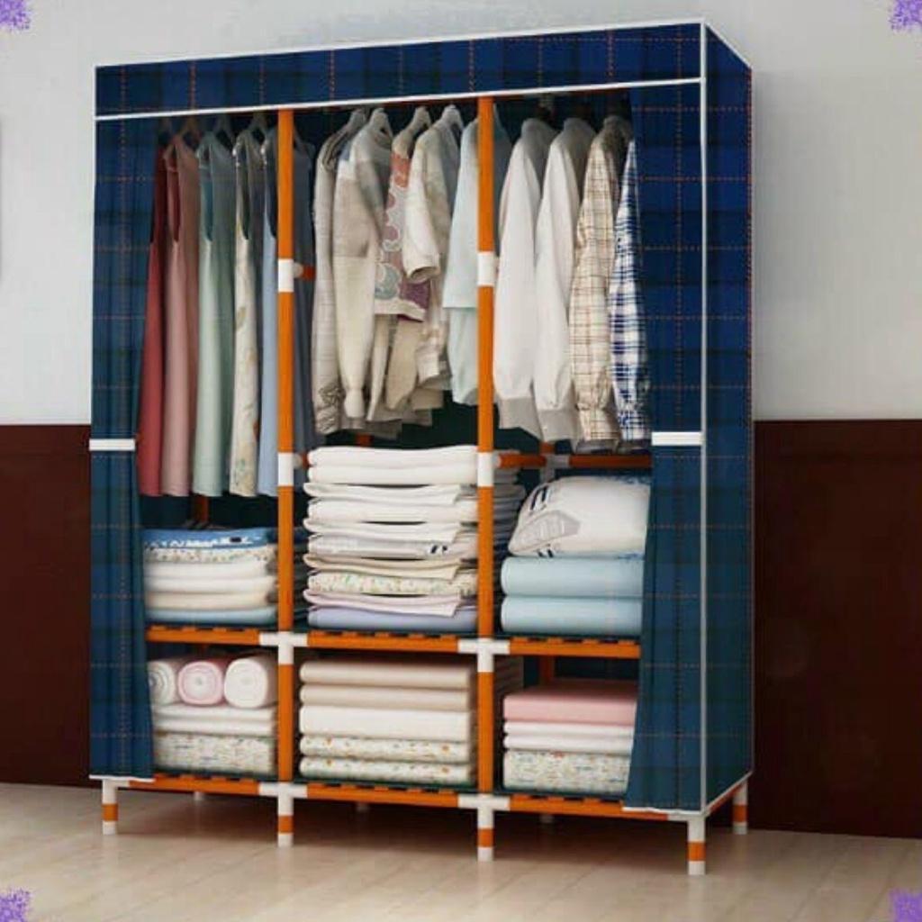 Tủ vải khung Gỗ 3 buồng 170*130*45