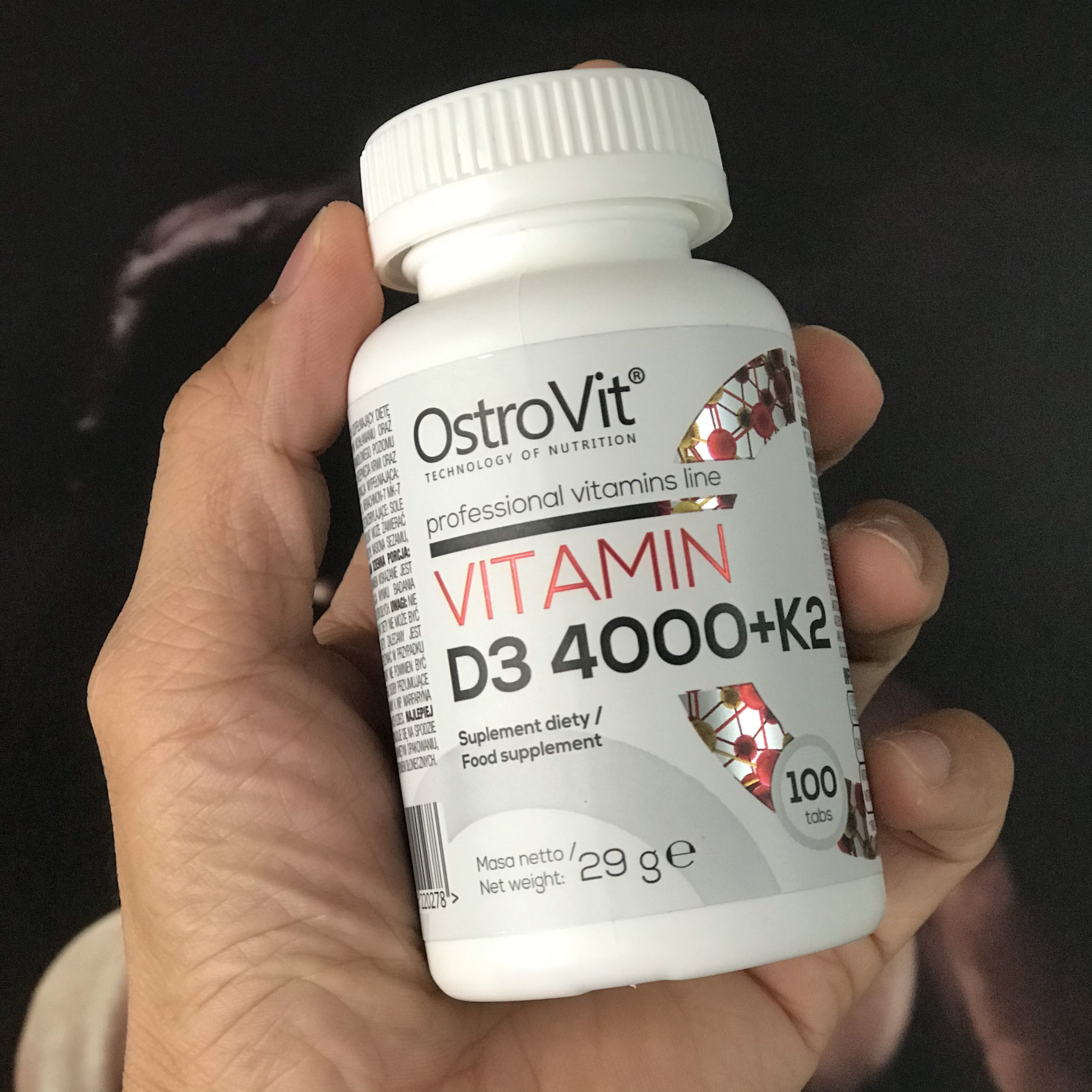 Viên uống bổ sung Vitamin D3 4000 + K2 (100 viên) OstroVit, Hỗ Trợ Hệ Miễn Dịch, Giúp Xương Răng Chắc Khỏe | Nhập Khẩu Ba Lan