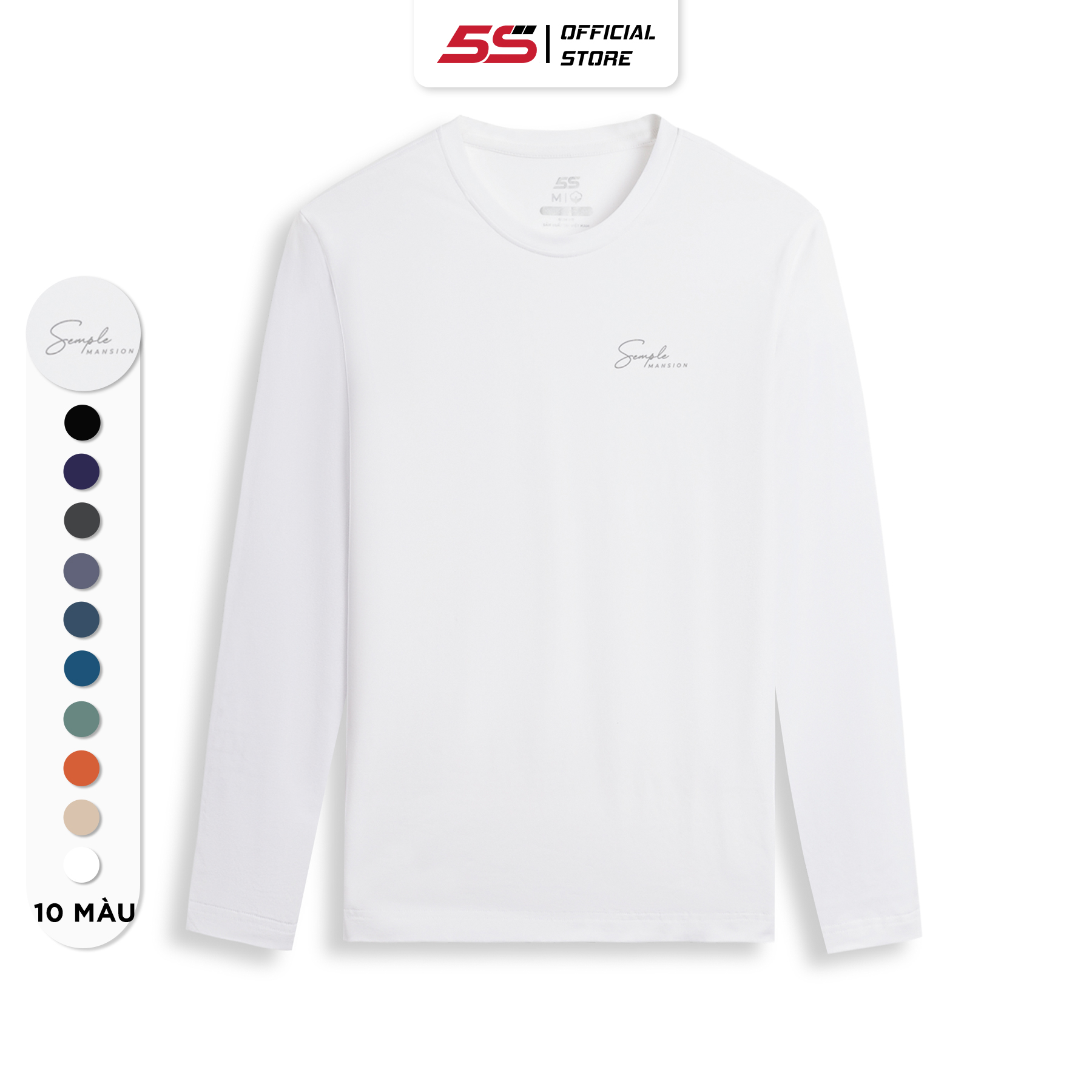 Áo Thun Nam Dài Tay 5S SIMPLE, Chất Liệu 100% Cotton USA, Mềm Mịn, Thiết Kế Đơn Giản, Màu Sắc Đa Dạng