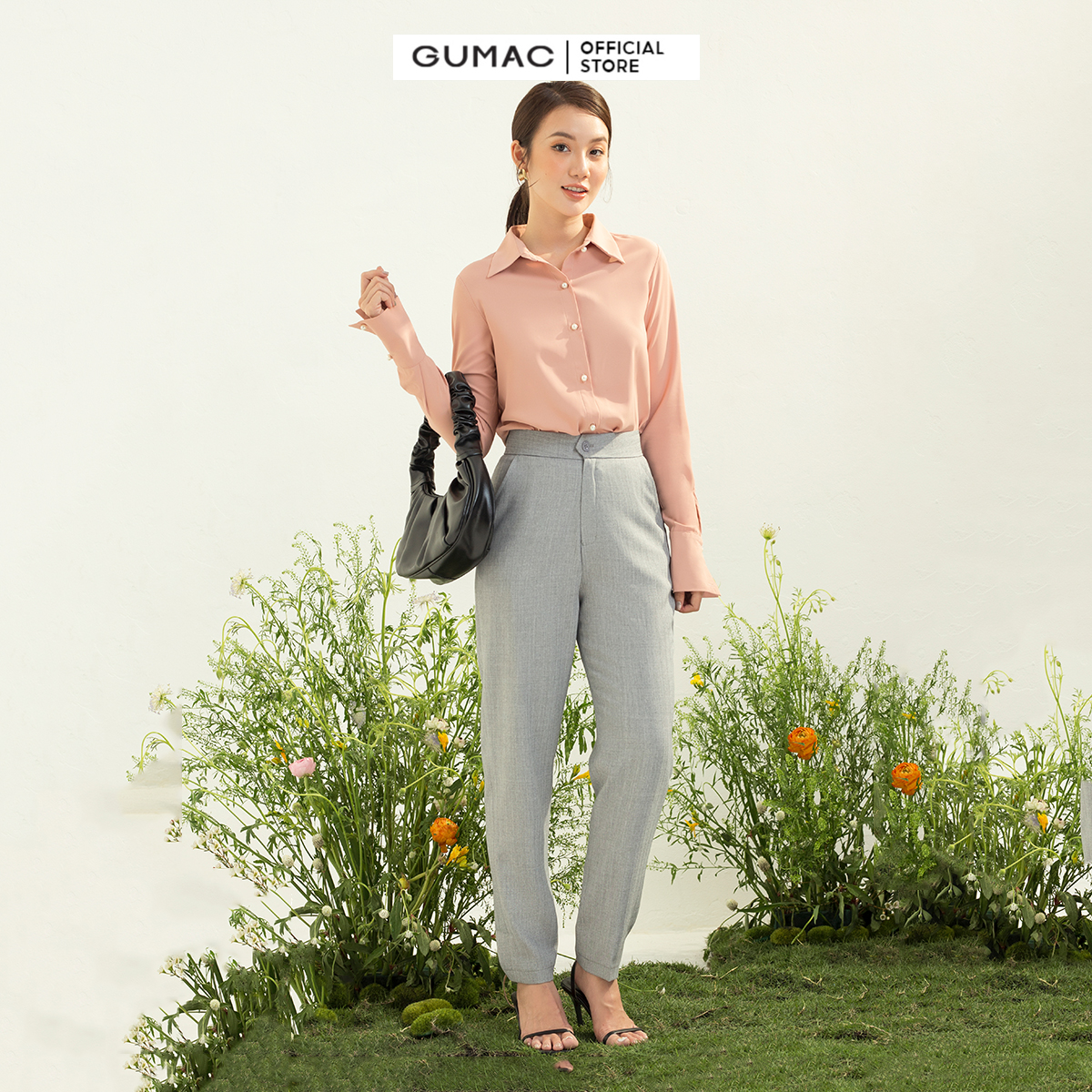 Quần tây nữ GUMAC QC03002 form cơ bản chạy sọc