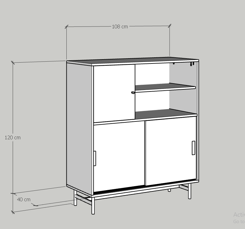 [Happy Home Furniture] LUCA, Tủ lưu trữ cánh lùa - Chân sắt, 108cm x 40cm x 120cm ( DxRxC), TCL_015