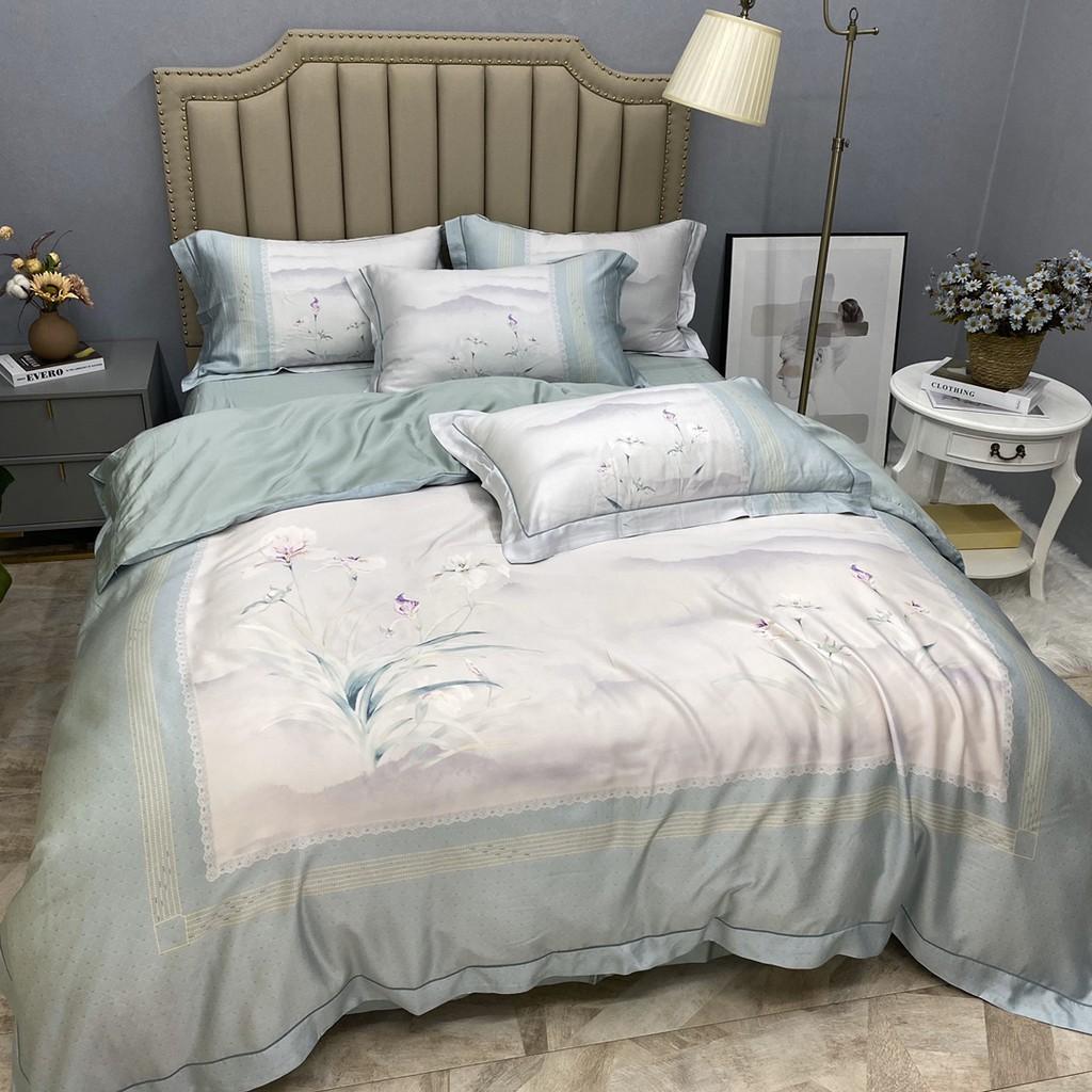Bộ chăn ga gối LUXURY DESIGN 530 lụa Tencel 100S in họa tiết Thiên nhiên cách điệu trẻ trung, mềm mịn