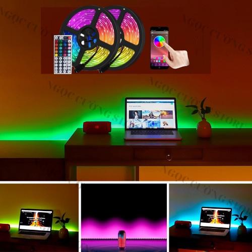Đèn led tiktok, 16 TRIỆU MÀU APP NHÁY THEO NHẠC BỌC SILICON TẶNG NGUỒN 12V + REMOTE, dây led RGB, decor trang trí phòng