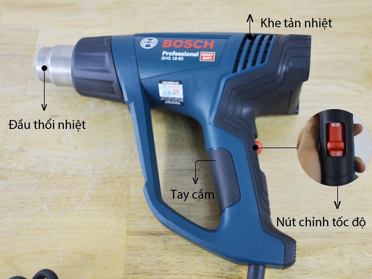 MÁY THỔI HƠI NÓNG 1800W (50 – 600 °C) BOSCH GHG 18-60 - HÀNG CHÍNH HÃNG