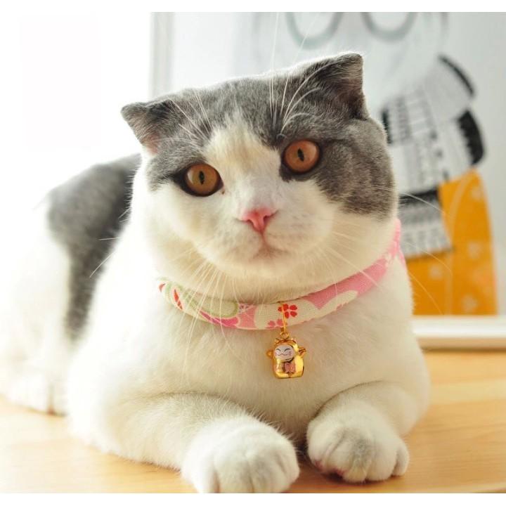 Vòng cổ lục lạc mèo thần tài phong cách Nhật Bản nhiều mẫu sang chảnh - Có dẩy điều chính kích cỡ dễ dàng