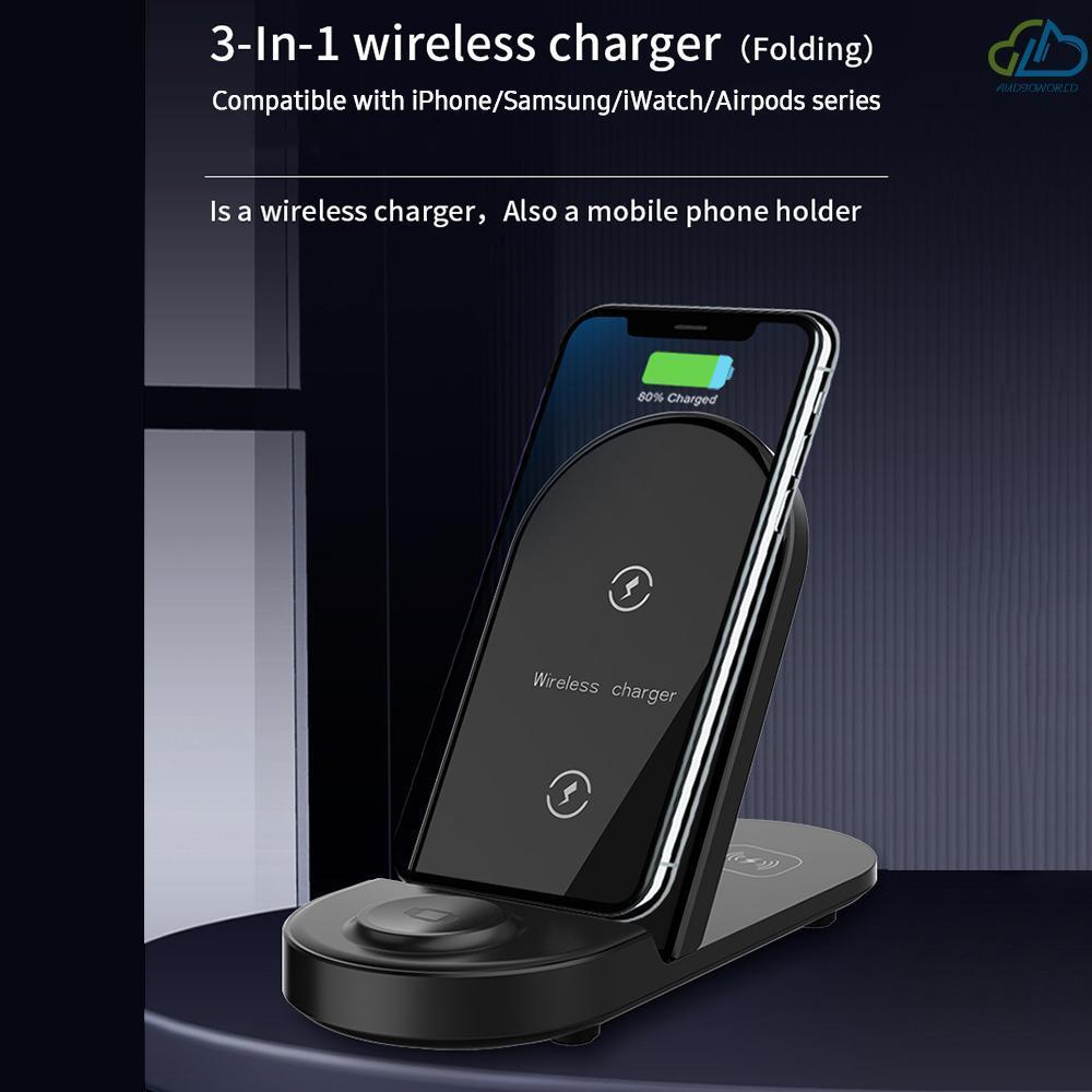 Đế sạc không dây 3 trong 1 gấp được cho IPhone/Samsung/iWatch/Airpods