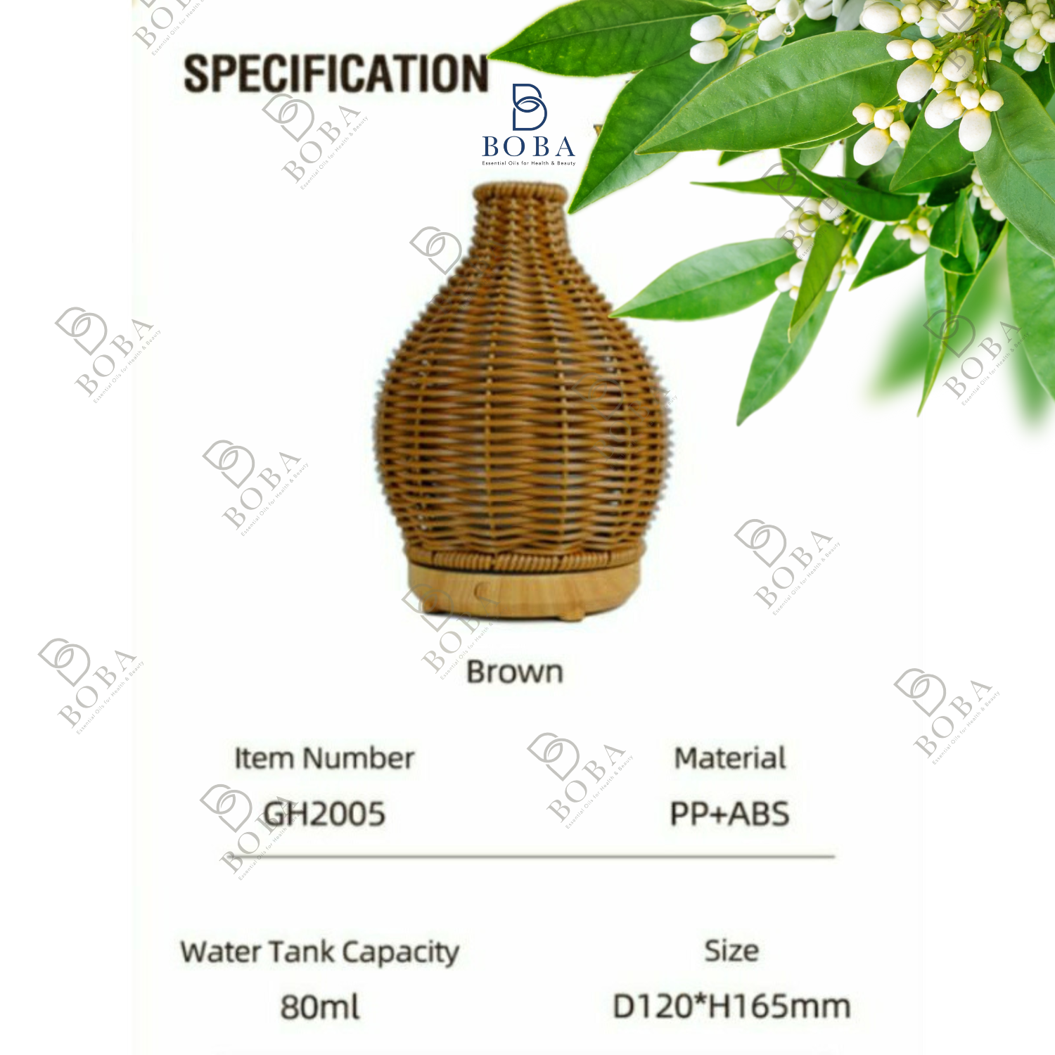 Máy Khuếch Tán Tinh Dầu Mây Đan Nghệ Thuật, Tỏa Hương, Kiểm Soát Mùi Làm Sạch Không Khí - Boba Naturals