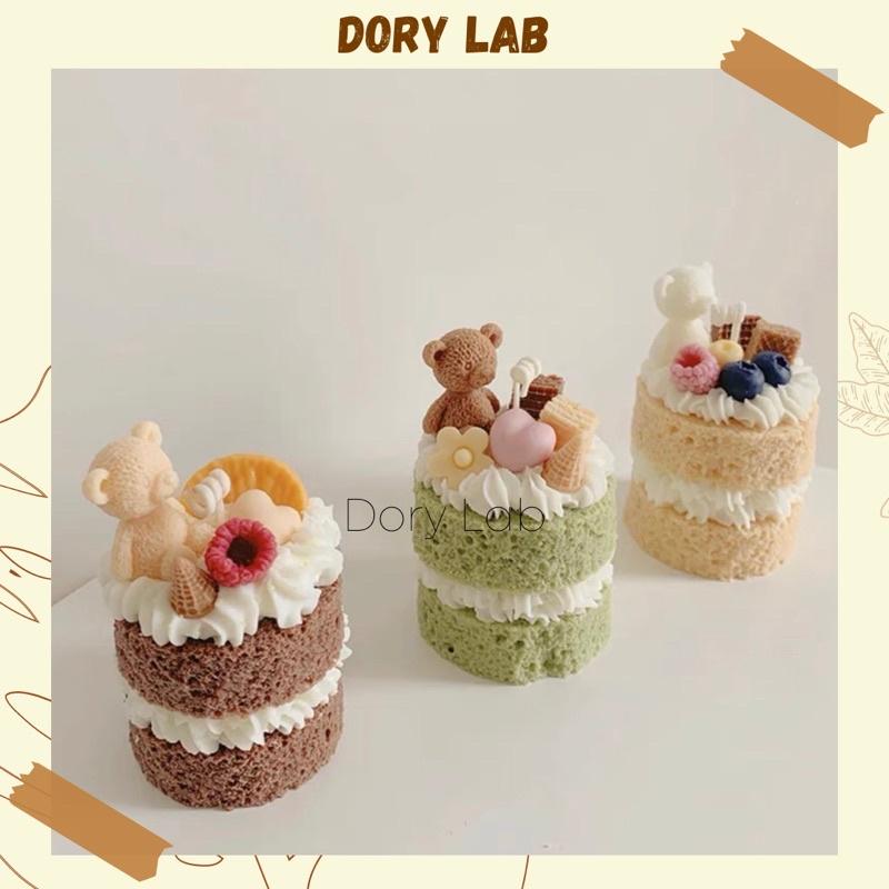 Nến Thơm Bánh Kem 2 Tầng Gấu Con Dễ Thương, Phụ Kiện Decor, Quà Tặng Độc Đáo - Dory Lab