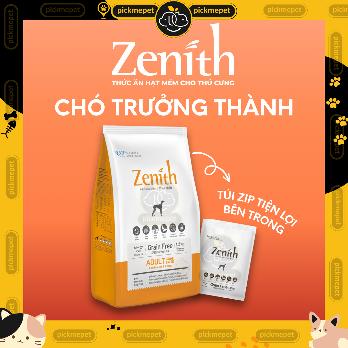 [Túi 3kg] Hạt Mềm Zenith Adult Cho Chó Trưởng Thành