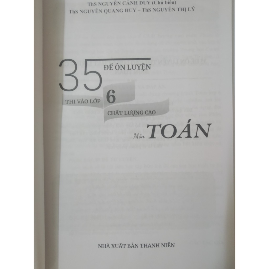 Sách 35 Đề Ôn Luyện Thi Vào Lớp 6 Chất Lượng Cao Môn Toán