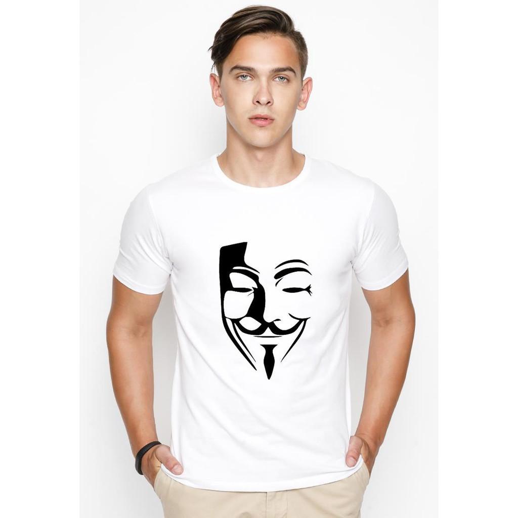 Áo thun nam cổ tròn in hình anonymous