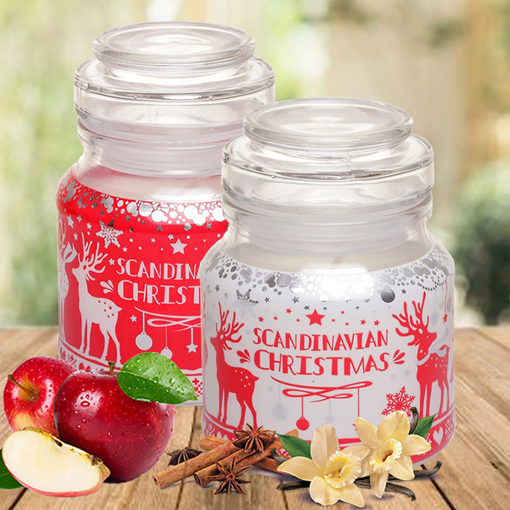 Combo 2 hũ nến thơm tinh dầu Bartek Scandinavian Christmas 130g - gừng, táo, quế, nến trang trí, thơm phòng, thư giãn, Hỗ trợ khử mùi
