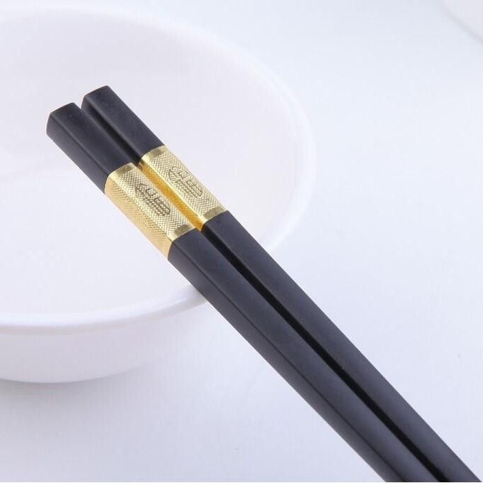 Set 10 Đôi Đũa Mạ Vàng Hợp Kim Cao Cấp Ăn Cơm Gia Đình Sạch Sẽ Lịch Sự