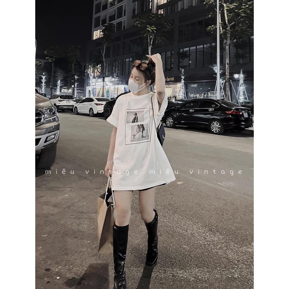 Áo Thun Unisex Cô Gái Trắng Đen Lạ Mắt