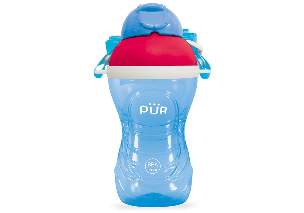 Bình nước uống thể thao cho bé có dây đeo Pur 390ml, không chứa BPA
