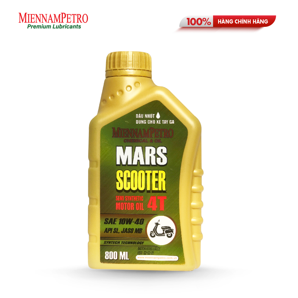 Dầu Nhớt MiennamPetro Mars Scooter 4T 10W-40 API SL JASO MB 800ml Bảo Vệ Liên Tục Động Cơ Xe Máy Tay Ga 4 Thì