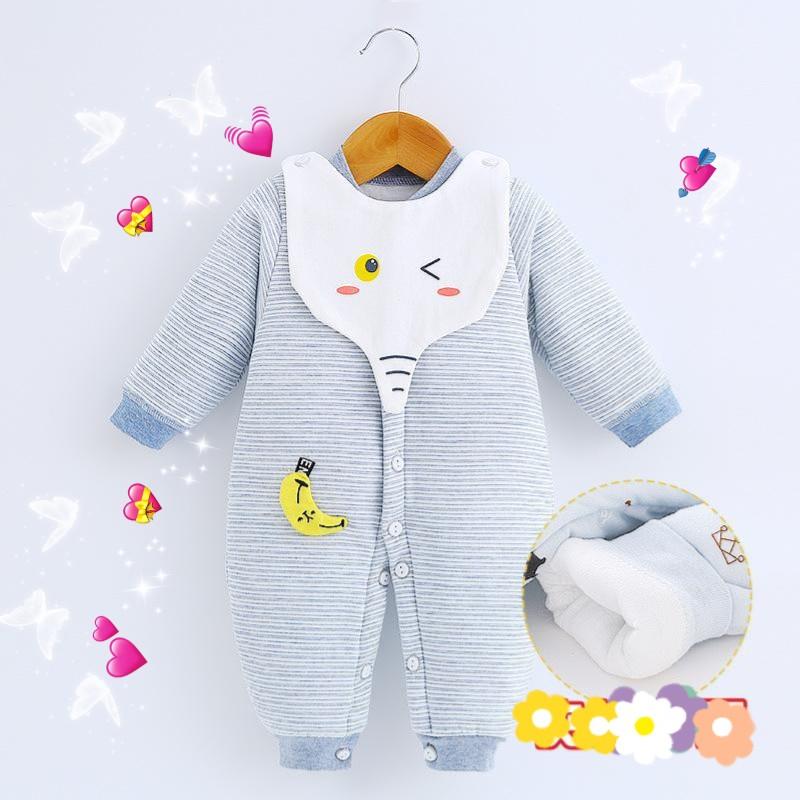 Quần áo trẻ em mùa đông  Bộ body cotton trần bông có yếm tháo rời cho bé nam nữ năm 2020